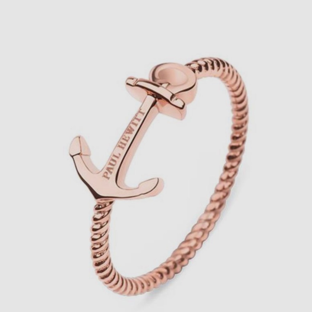 Paul Hewitt Rose Gold Anchor Ring Gift Box Rope design Twisted